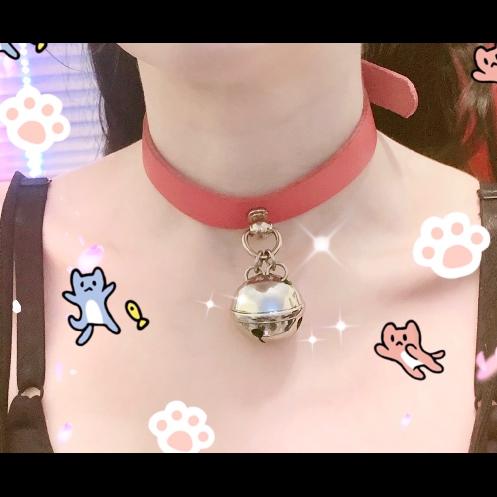 Real leather pink cat petplay cosplay collar